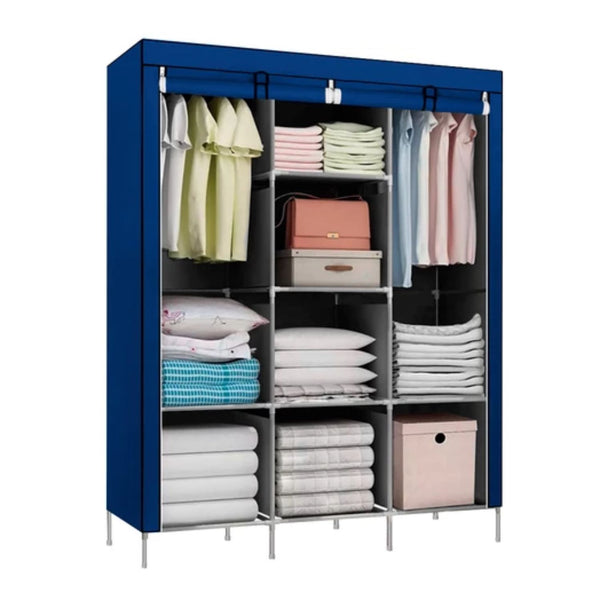 Closet Organizador Armable Tela Azul 3 Cuerpos 130x45x175 CM