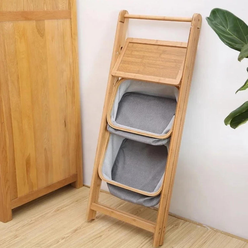 Mueble Estante Organizador Bambú Cesto