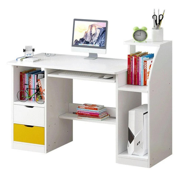 Escritorio Mesa Librero Gaveta PC 117x40x92 Blanco