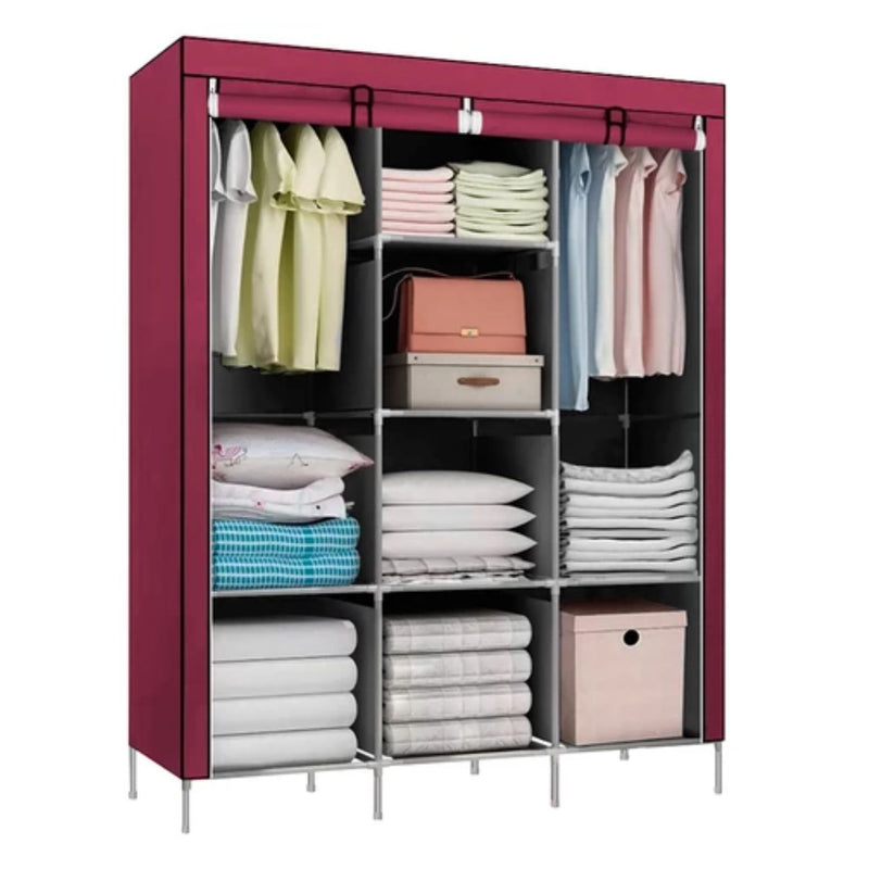 Closet Organizador Armable Tela Red Wine 3 Cuerpos 130x45x175 CM