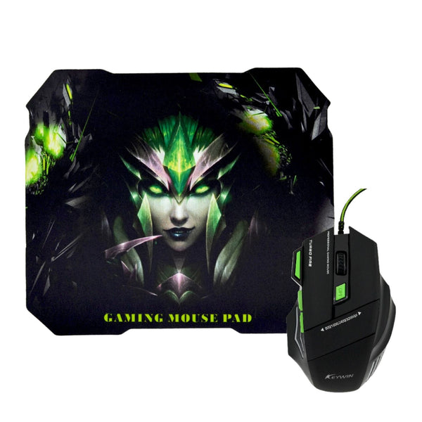 Kit Mouse Gamer Mousepad Ergonómico Verde