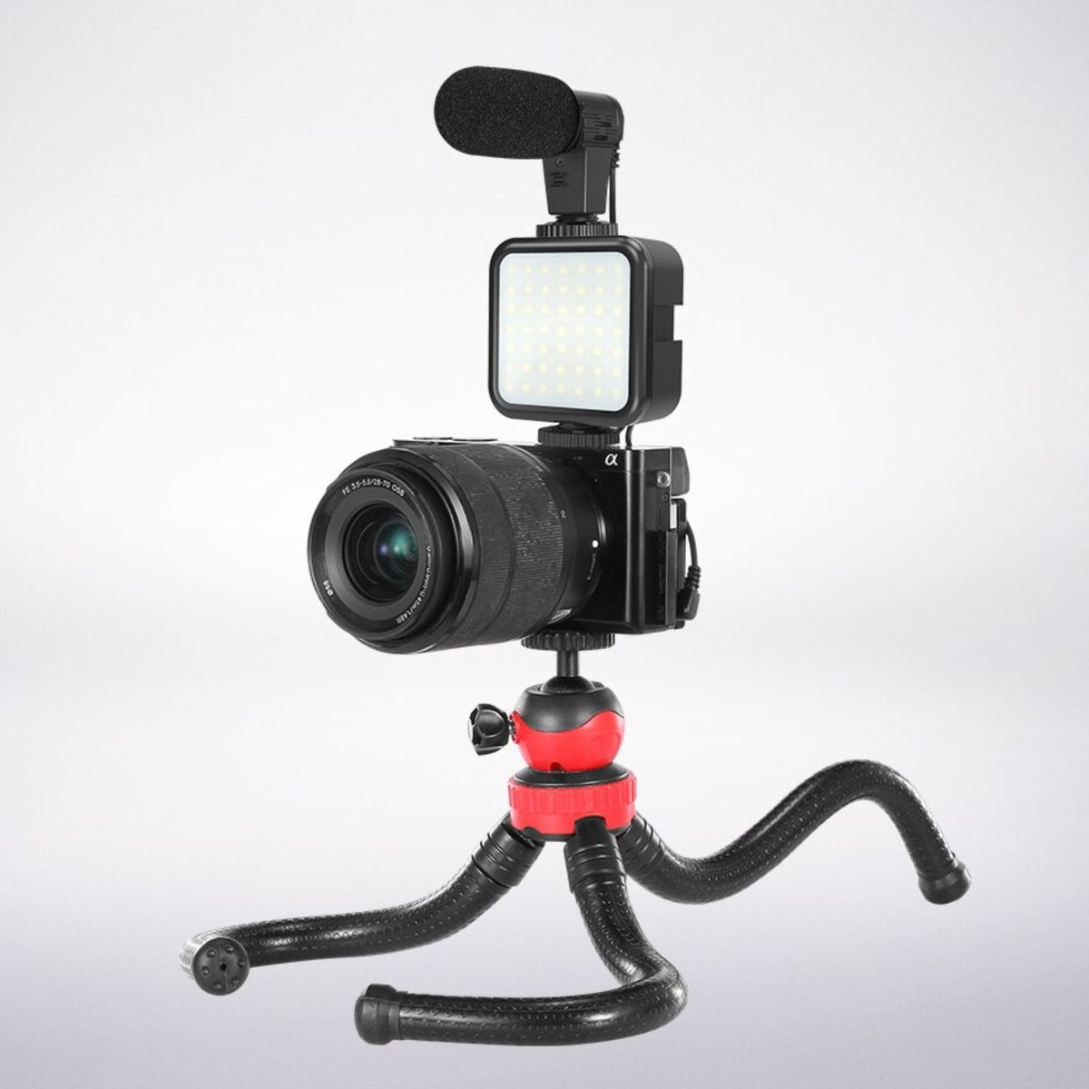 Kit Streaming Smartphone Trípode Flexible Luz Micrófono Control Remoto