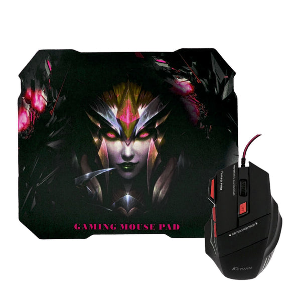 Kit Mouse Gamer Mousepad Ergonómico Rojo