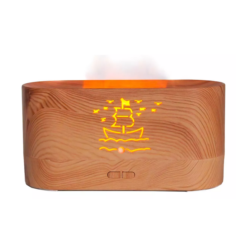 Humidificador Difusor Aroma Diseño Chimenea Madera