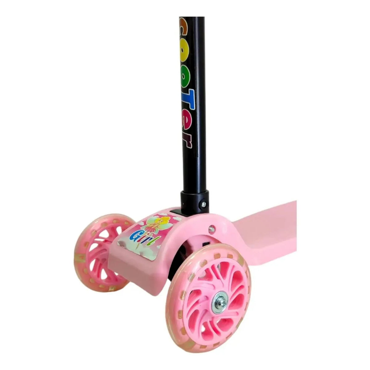 Scooter Monopatín 3 Ruedas LED Infantil Regulable Rosado