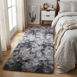 Alfombra Bajada Cama Peluda Super Suave Plomo Oscuro