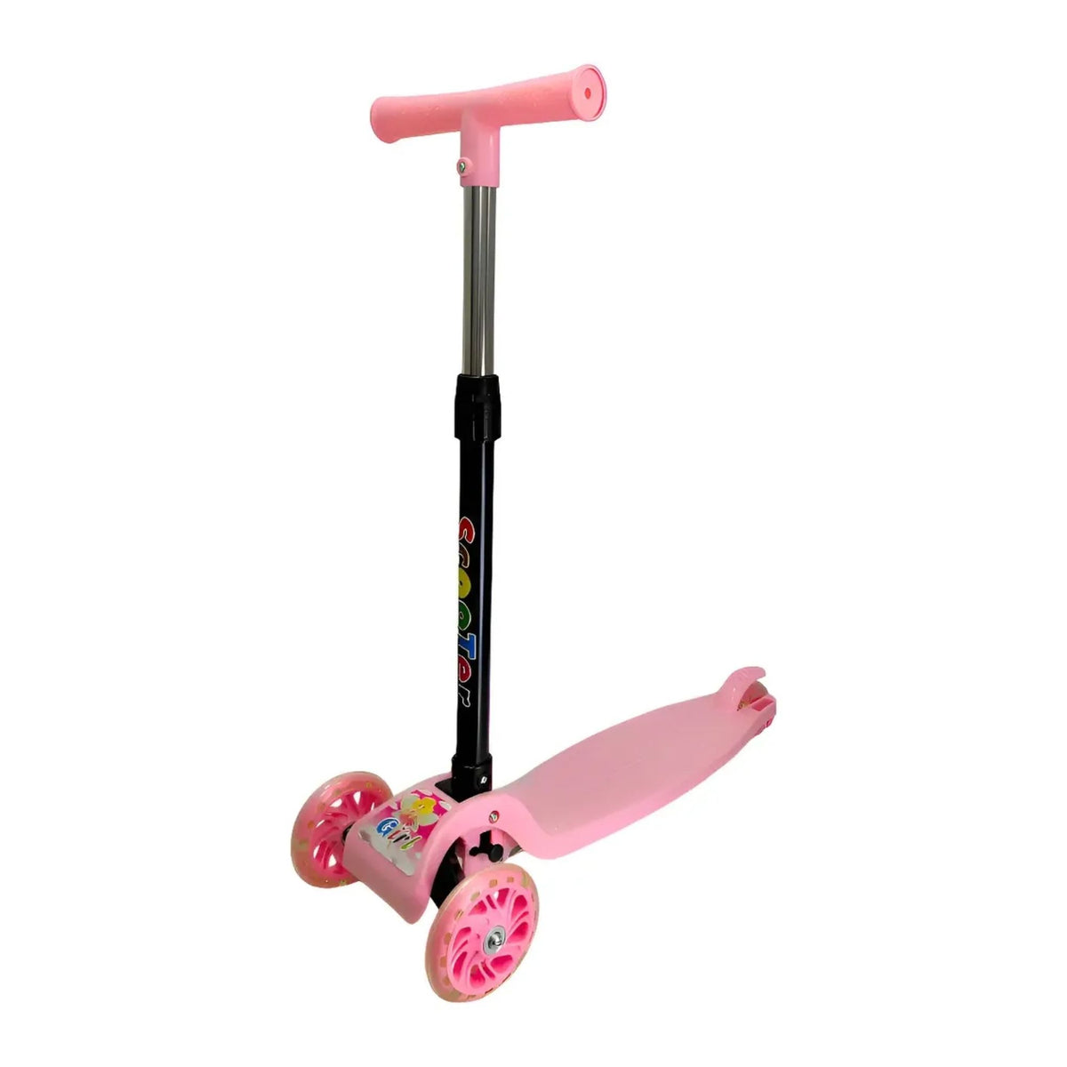 Scooter Monopatín 3 Ruedas LED Infantil Regulable Rosado