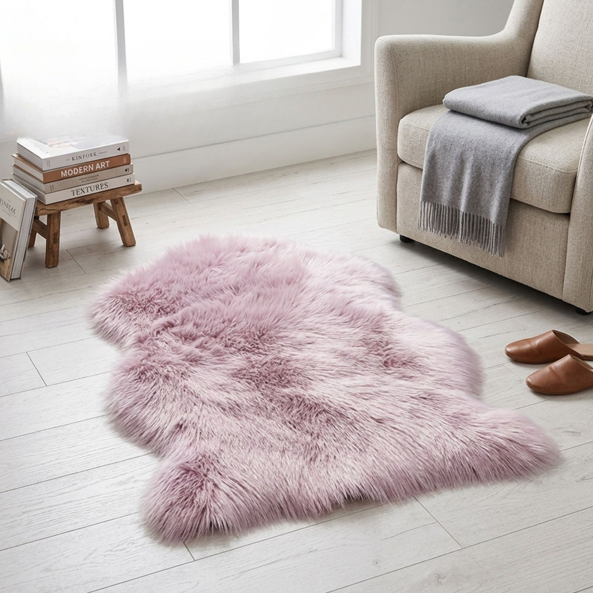 Alfombra Peluda Super Suave Manta Peluda 90x60 CM Rosa