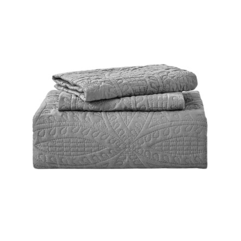 Cubrecama Quilt Reversible Queen 228x228 CM Más Fundas Almohada Gris