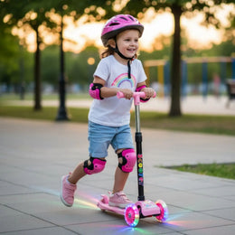 Scooter Monopatín 3 Ruedas LED Infantil Regulable Rosado