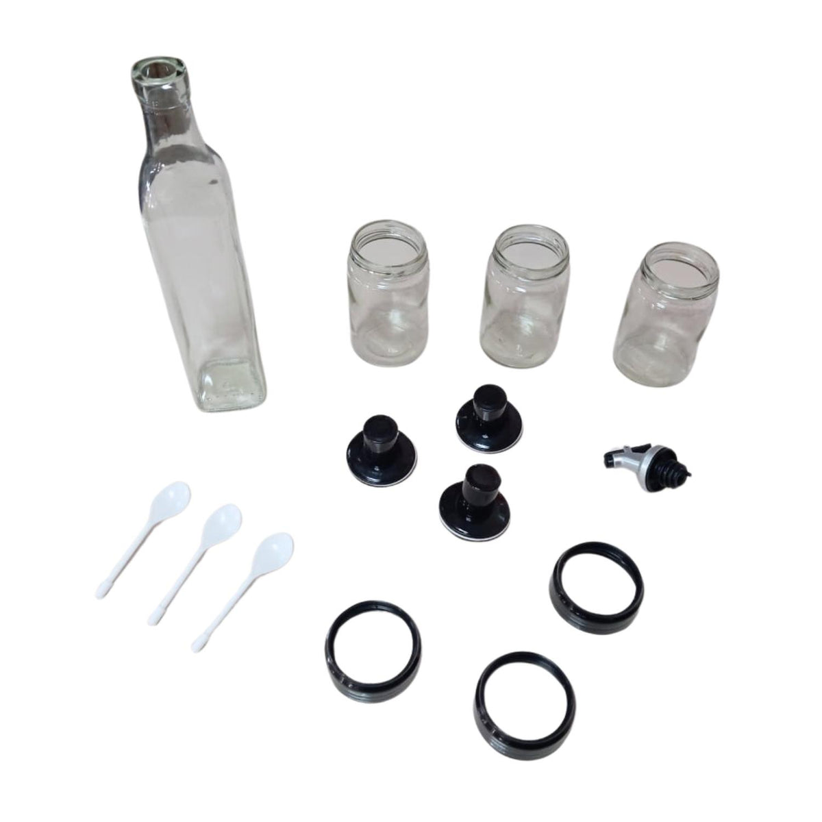 Set Alcuza Condimentero 4 Piezas Vidrio