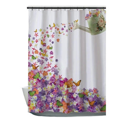 Cortina Baño Ducha Impermeable 180x180 CM Flores Blanco