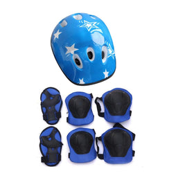 Casco Bicicleta Rodilleras Infantil Niños Anticaída Azul