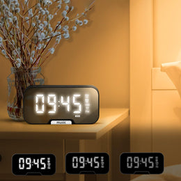 Radio Reloj Despertador Digital Parlante Bluetooth Espejo Rosa