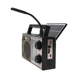 Radio Vintage Estilo Antiguo Panel Solar Marrón