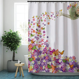 Cortina Baño Ducha Impermeable 180x180 CM Flores Blanco