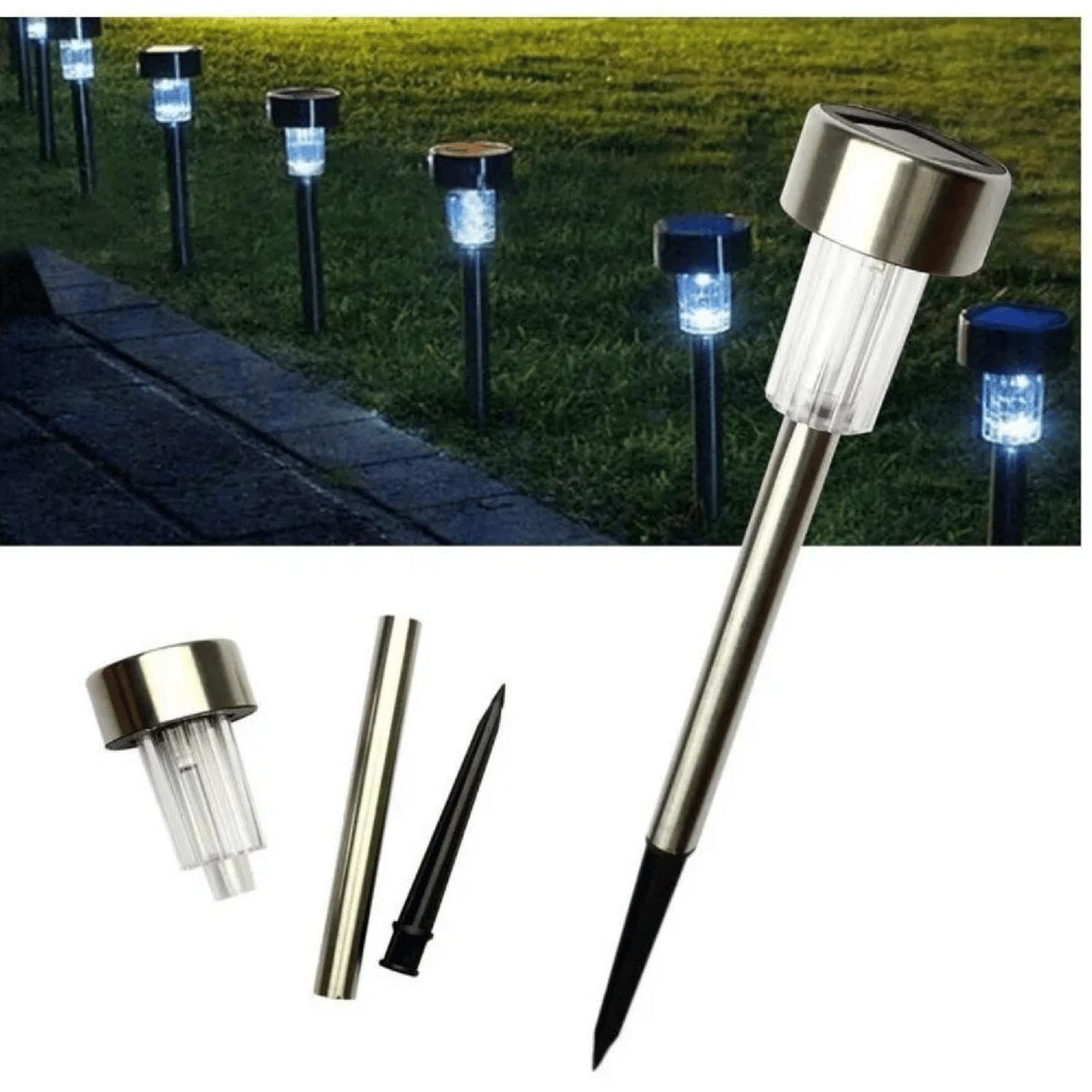 Set 4 Faroles LED Solar Jardin Estaca 5,5x5,5x36,5 CM RGB