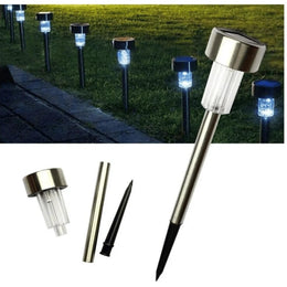 Set 4 Faroles LED Solar Jardin Estaca 5,5x5,5x36,5 CM RGB