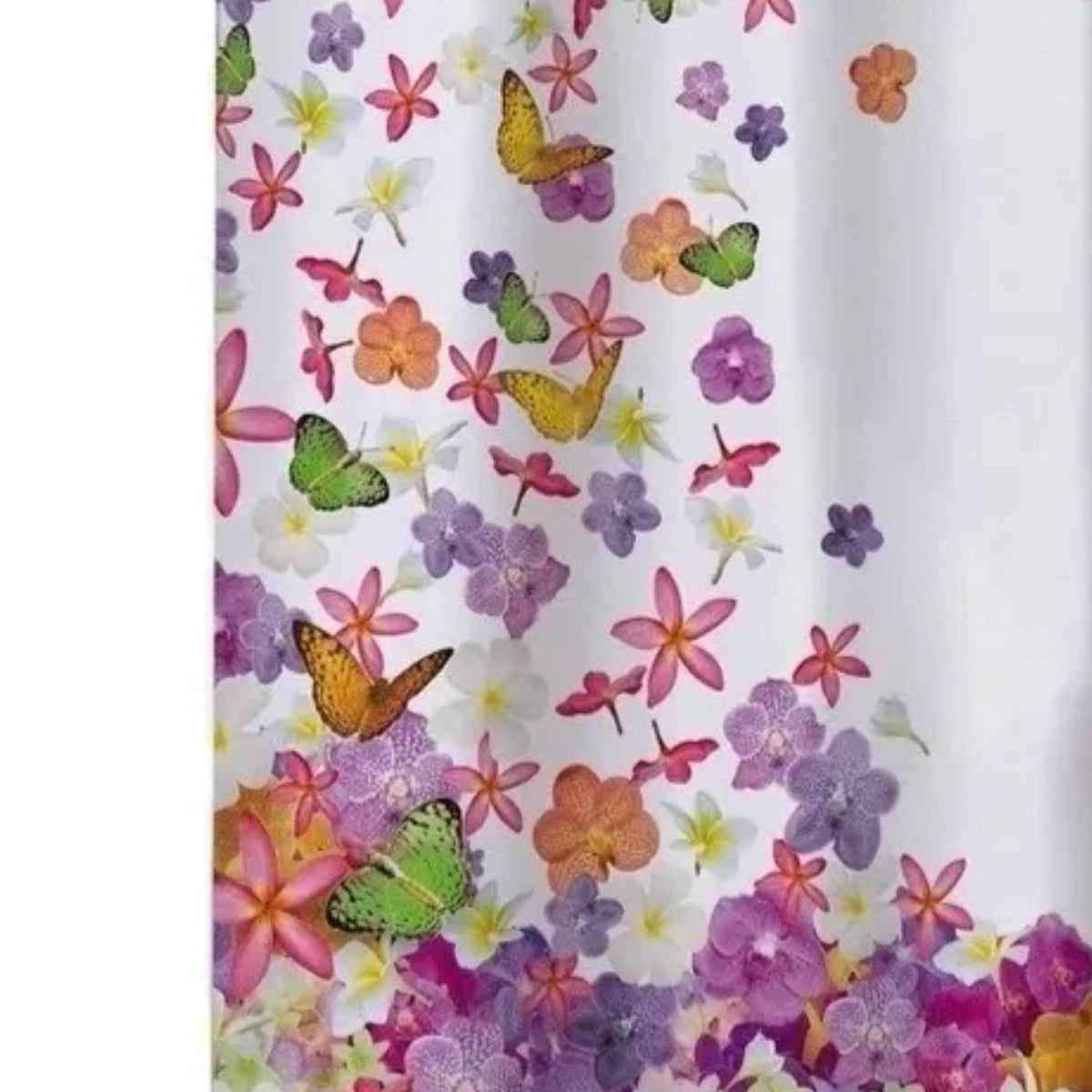 Cortina Baño Ducha Impermeable 180x180 CM Flores Blanco