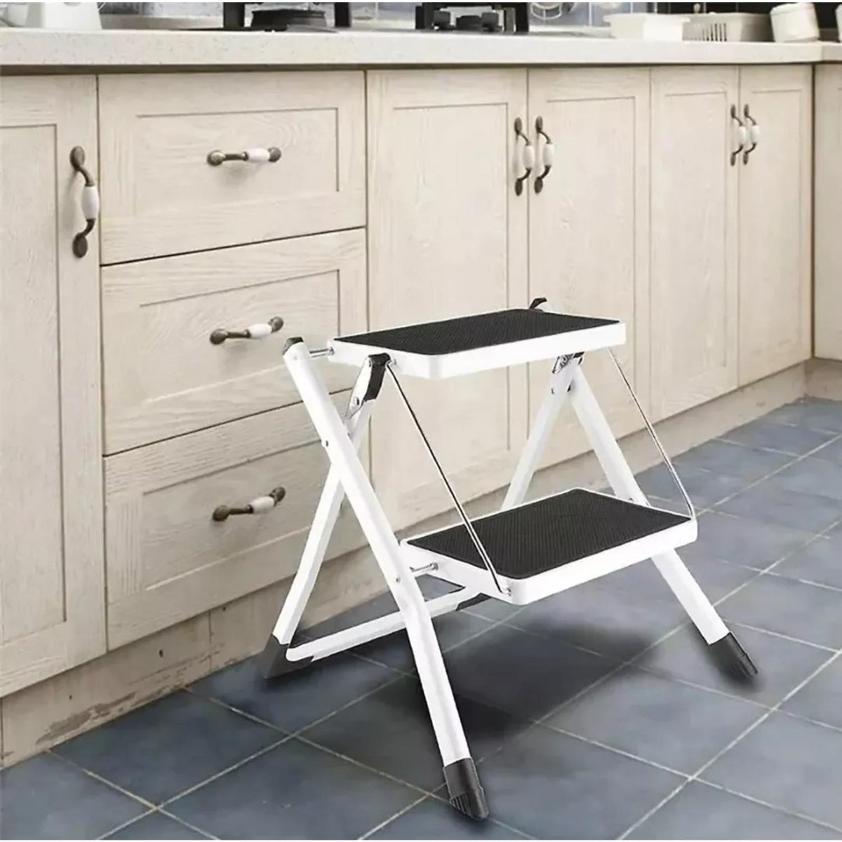 Escalera Multiuso Pegable 2 Peldaños Compacta 54.5x49.5x44.5 CM Blanco