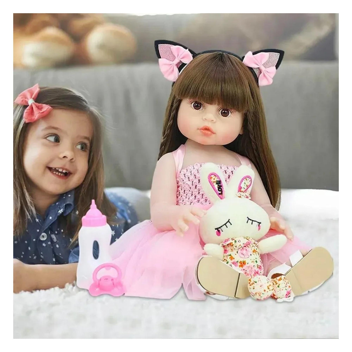Muñeca Infantil Reborn Bebé Realista Silicona Lavable