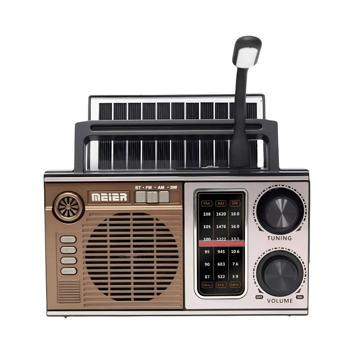Radio Vintage Estilo Antiguo Panel Solar Marrón