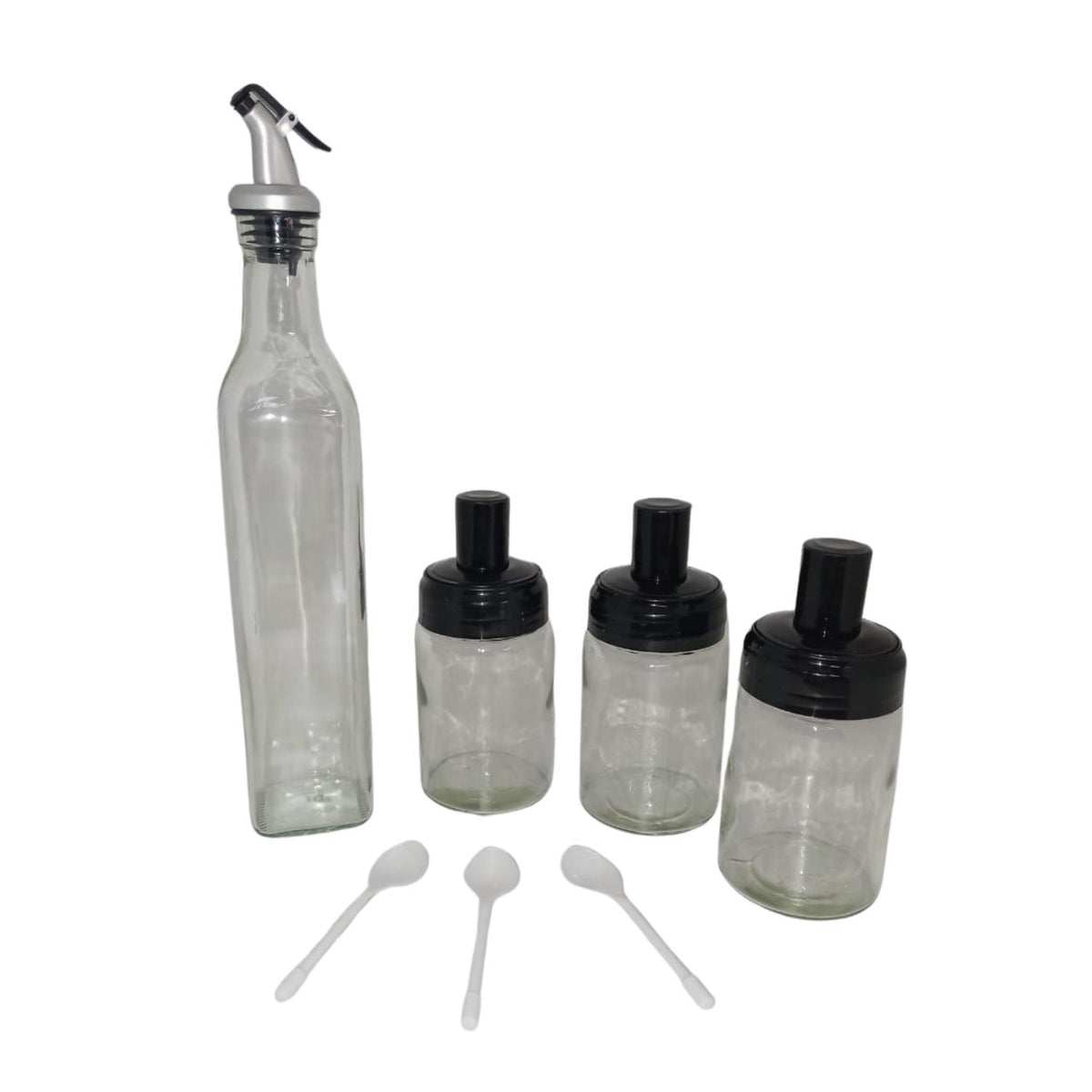 Set Alcuza Condimentero 4 Piezas Vidrio