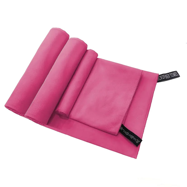 Set 3 Toallas Baño Viaje Microfibra Secado Rápido Rosado