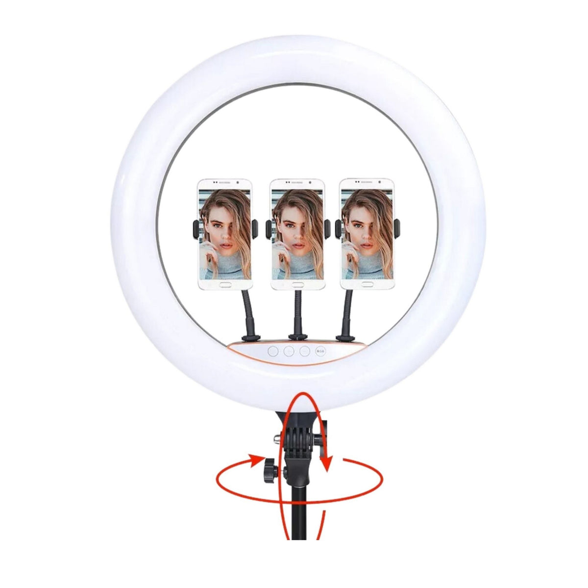 Aro Luz Profesional Gigante 45 CM 3 Soportes Trípode 2.10