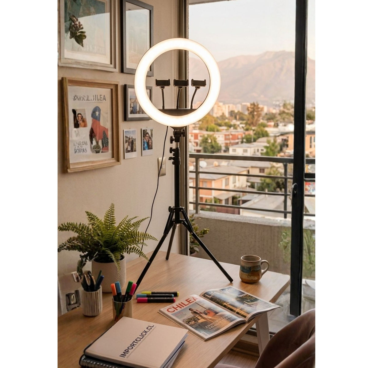 Aro Luz Profesional Gigante 45 CM 3 Soportes Trípode 2.10