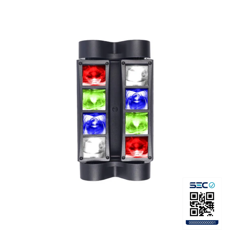 Maquina 8 Luces LED RGBW DJ Cabeza Móvil Activas Por Sonido