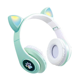 Audífonos inalámbrico Orejas Gato LED Wireless Bluetooth Verde