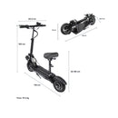 Scooter Eléctrico Asiento Plegable Luz LED 48 Km/H Negro