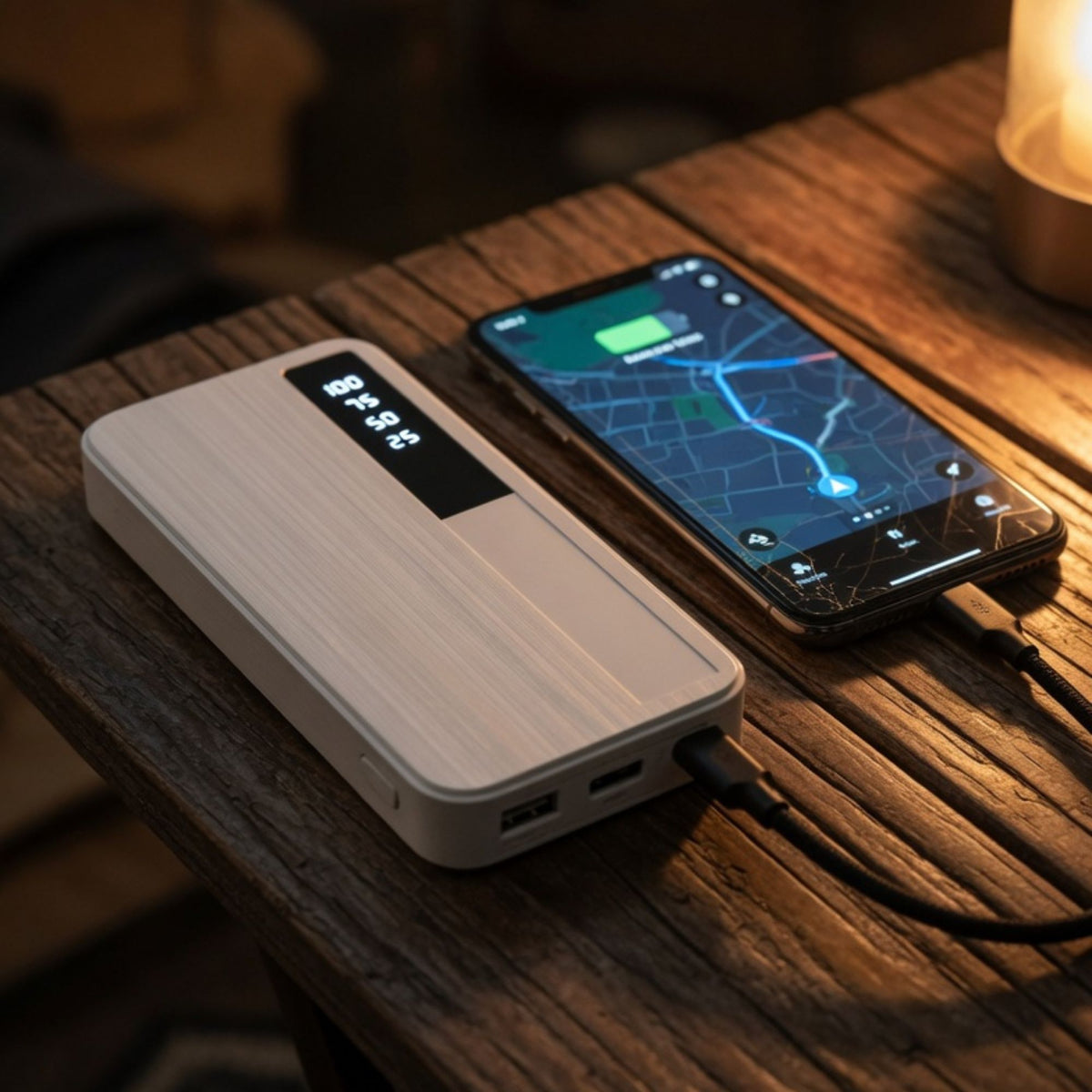 Batería Emergencia Power Bank 20.000 MHZ 3 Puertos Blanco