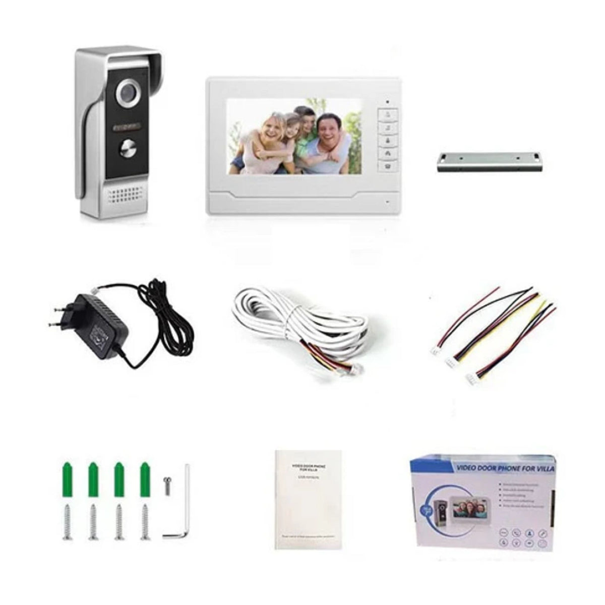 Timbre Video Camara Citofono Pantalla 7" 15 Watt Blanco