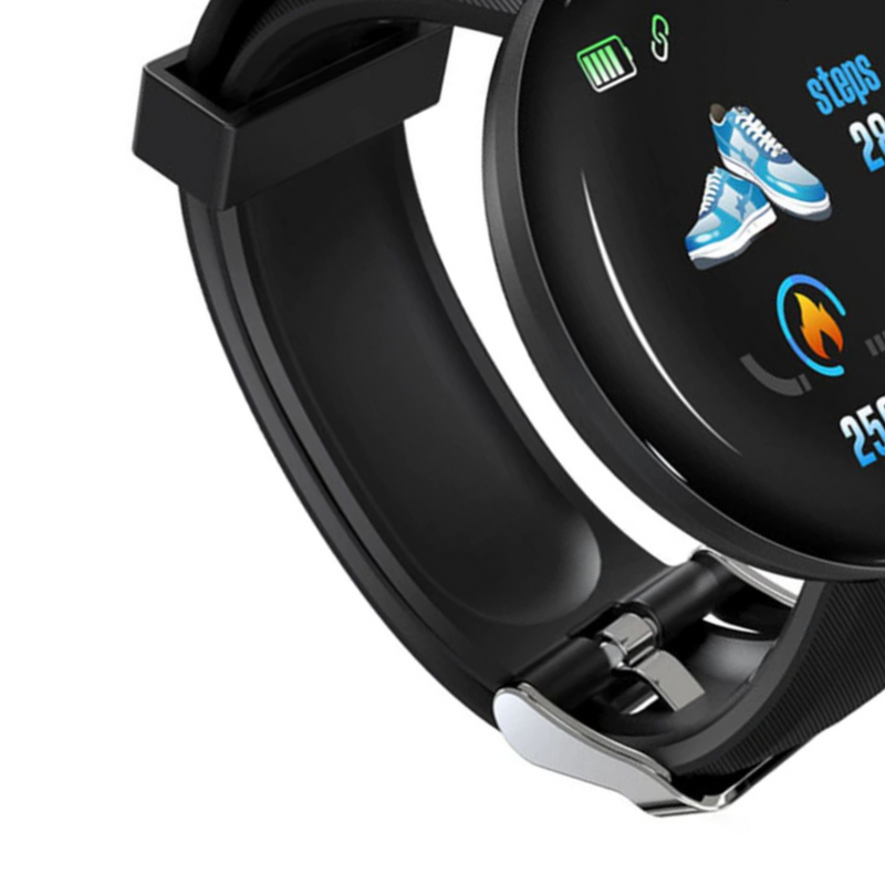 Reloj Smart Band Carga USB Redondo Negro