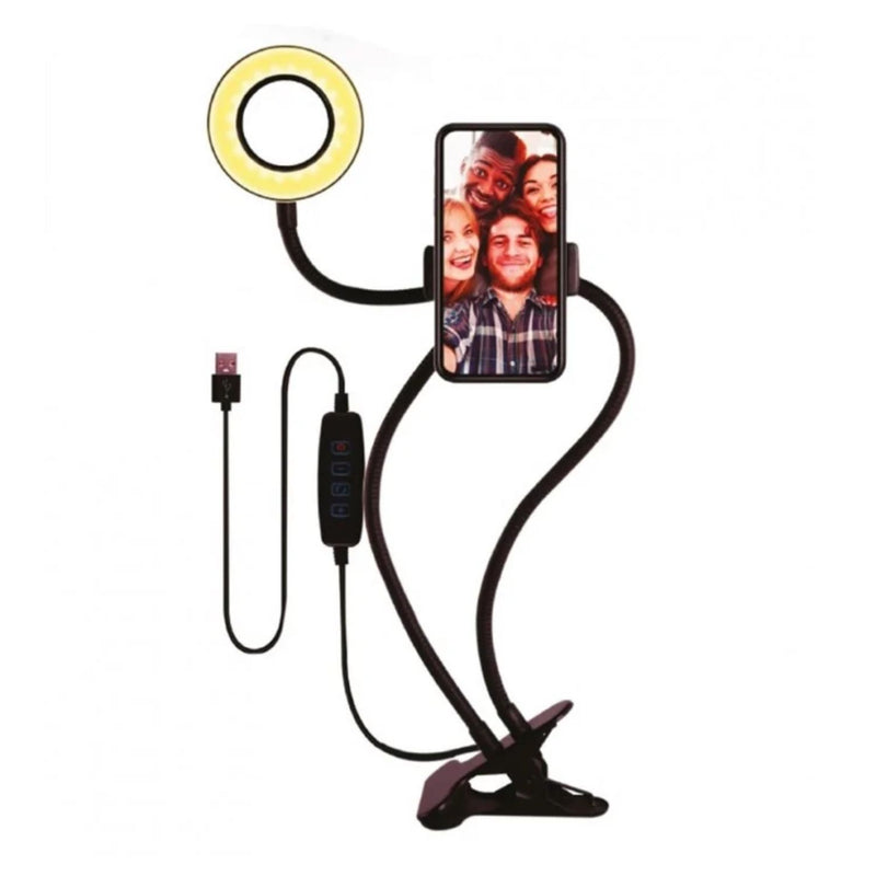 Soporte Clip Aro Luz 10 CM Smartphone Flexible