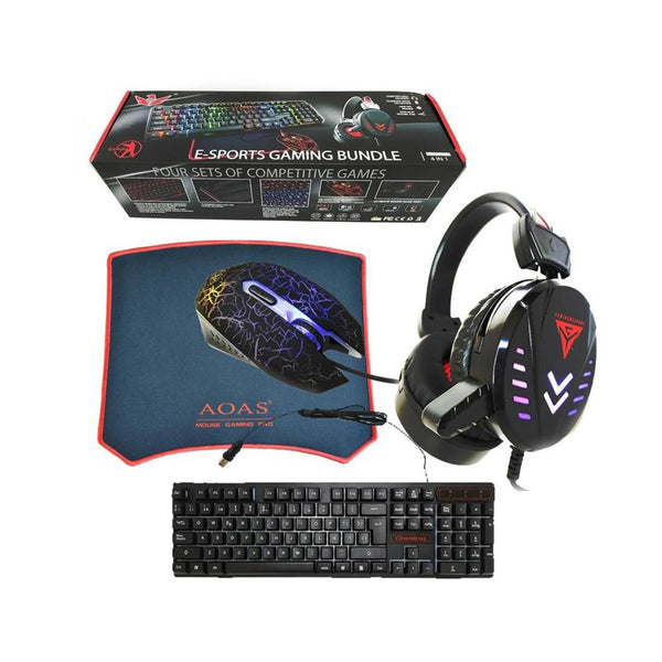 Kit Gamer E-Sport Pro 4 En 1 Teclado + Mouse + Auricular + Pad