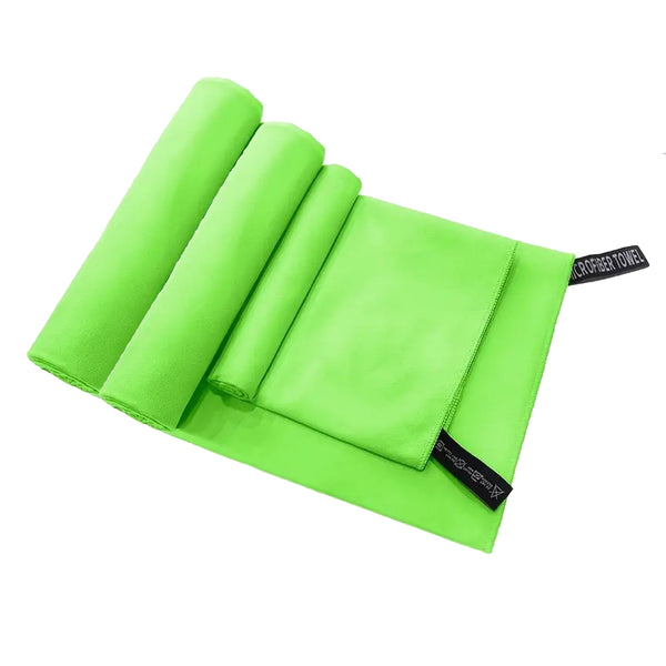 Set 3 Toallas Baño Viaje Microfibra Secado Rápido Verde Flúor